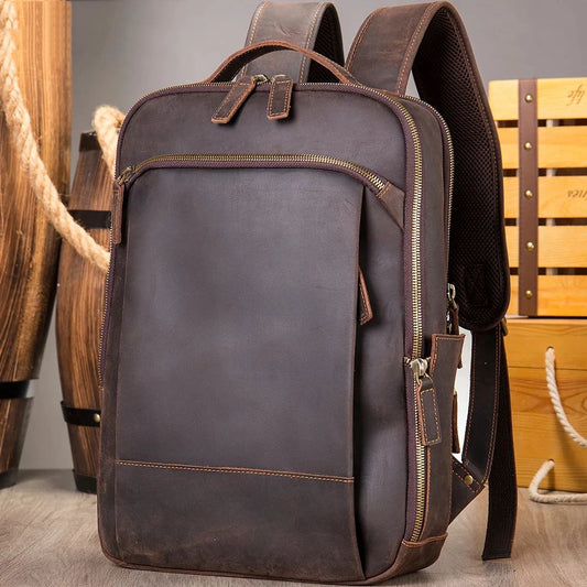 New Genuine Leather Men Backpack