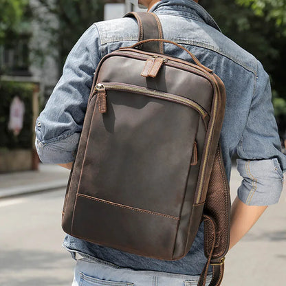 New Genuine Leather Men Backpack