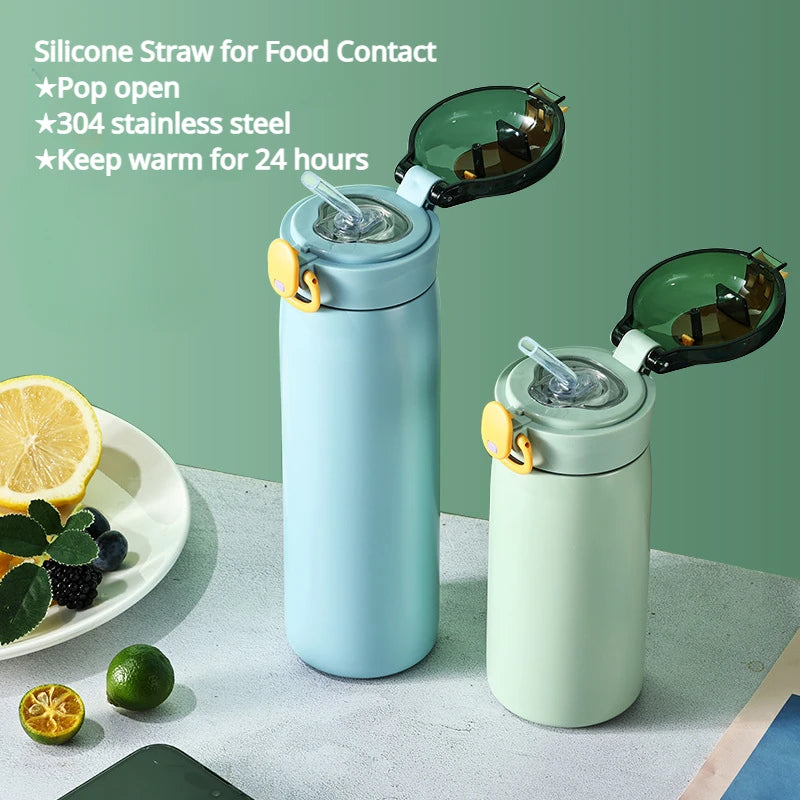 Kids Thermal Water Bottle  with Straw