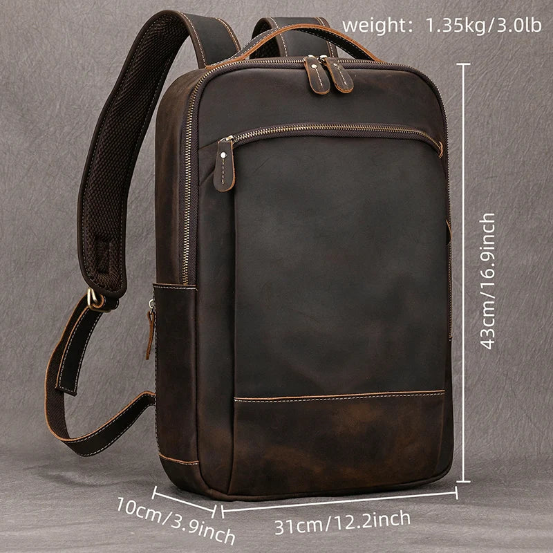 New Genuine Leather Men Backpack